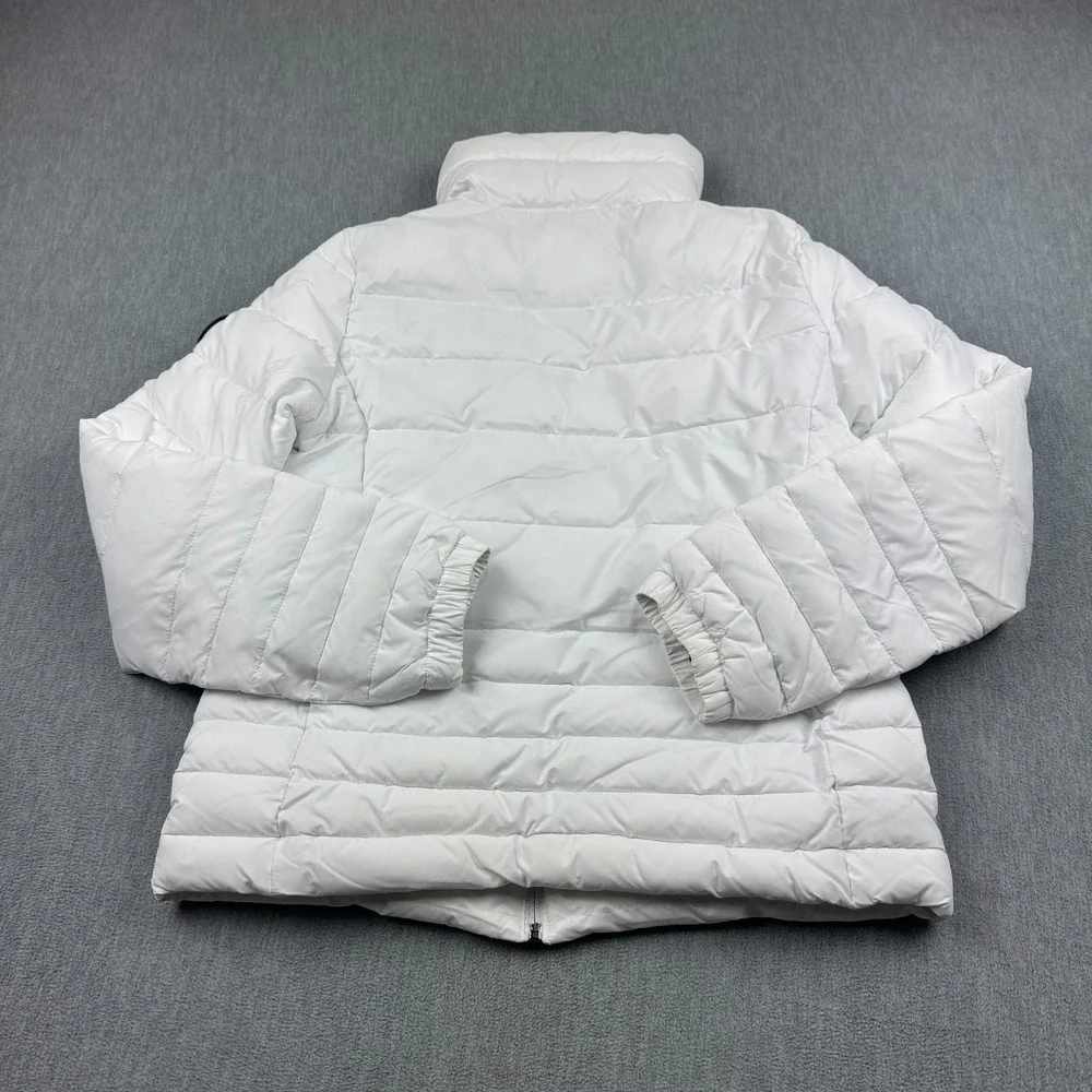 DKNY Sport Jacket Women Small White Puffer Quilt Sorona Full Zip Outdoors Winter